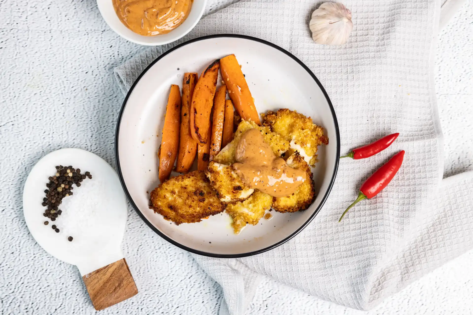 Crumbed Chipolte Chicken And Sweet Potato image